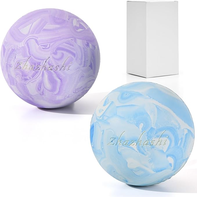 Massage Lacrosse Balls 2 Pack, Rubber Trigger Point Therapy Balls for Deep Tissue Myofascial Release, Plantar Fasciitis & Muscle Soreness Relief, Portable Pain Relief Tool (Purple and Blue)