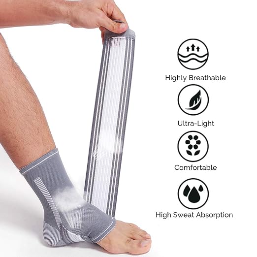 NeoTech Care Adjustable Ankle Support Brace (Black, Size S, 1 Pair)