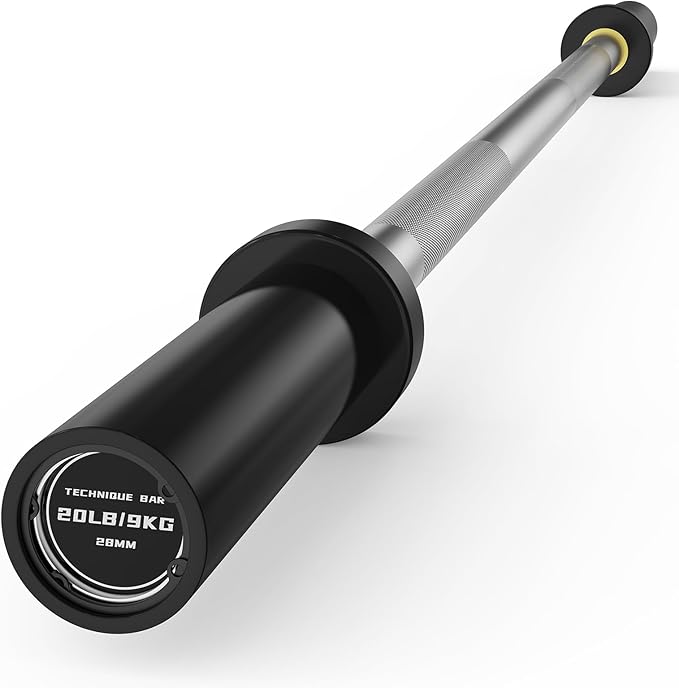 PAPABABE Olympic Barbell, 4ft/5ft/6ft/6.5ft Straight Barbell for Strength Training and Technique Adjusting, 2 inch Womens Olympic Bar with Moderate Knurling For Bench Press, Squats Curls Deadlifts Weightlifting