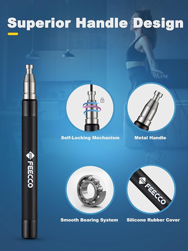 FEECCO Speed Jump Rope - Quick Rope Adjustment, Metal Handles with Silicone Grip