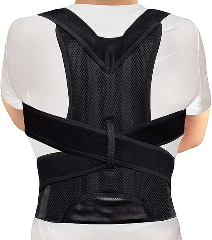 Posture Corrector for Women and Men, Adjustable Back Straightener Posture Corrector,Upper Lower Back Brace Support Belt for Men Women Body Neck Shoulder Trainer (S, Black)