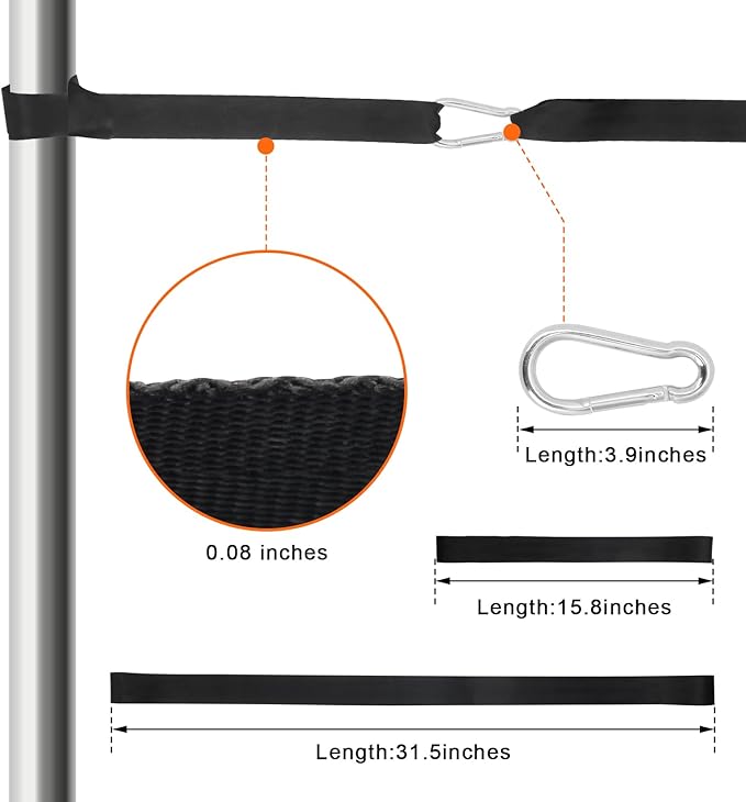 Hoedia 2 Packs Battle Rope Anchor Strap Kit Accessories for Home Gym Outdoor Muscle Workout Equipment,Carabiners with 4 Durable Straps and 2 Heavy Duty Carabiner, Home Gym Equipment