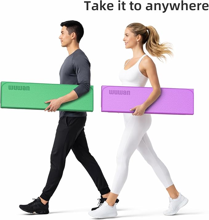 Folding Yoga Mat Extra Thick 0.4 Inch, Foldable Yoga Mat 75 x 26 Inches, TPE Exercise Mat, 7-Panel Non Slip Cushioned Fitness Mat for Yoga, Pilates, Stretching, Home Workout