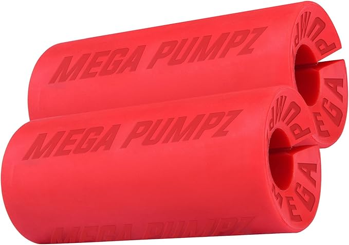 Mega Pumpz - Thick Dumbbell Grips (Set of 2) - Barbell Fat Grip Weight Lifting Gym Workout Equipment - Non Slip Rubber Lifting Grips for Bigger Biceps - Ergonomic Training Bodybuilding Thick Bar Grip Set