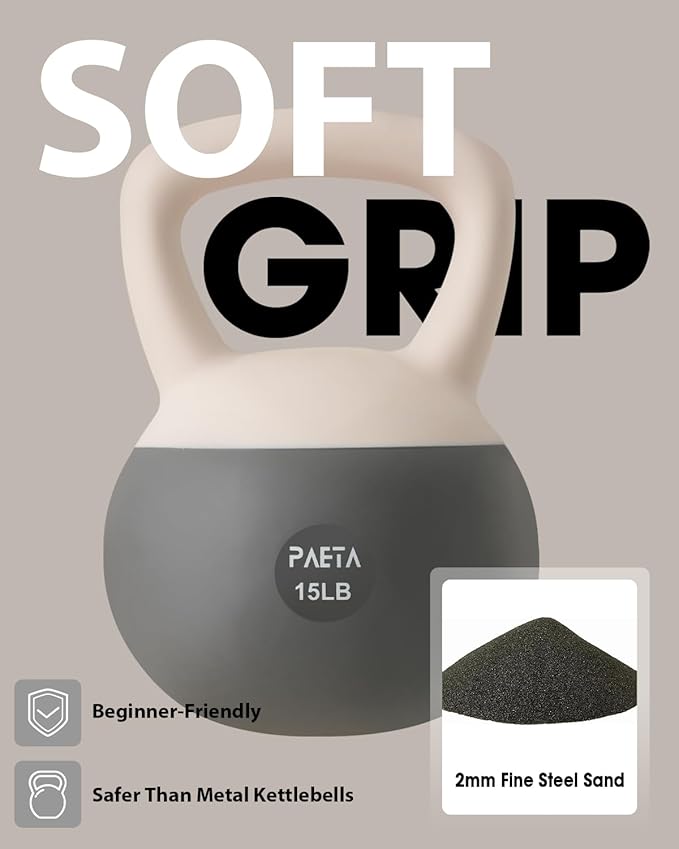 PAETA Soft Kettlebell for Home Fitness – Anti-Slip Grip & Wide Handle Design,Soft Kettlebell Set, Gentle Floor-Friendly Impact – 10lbs, 15lbs, 21lbs, for Home Functional Training