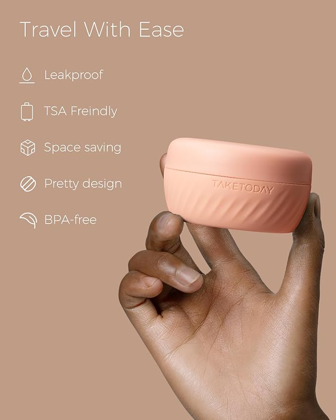 TakeToday Travel Containers for Toiletries, Leak-Proof, TSA Approved, Refillable Silicone Cylindrical Cream Jars with Lid for Cosmetic Toiletry, 2 &3oz, 4 Pack, Apricot