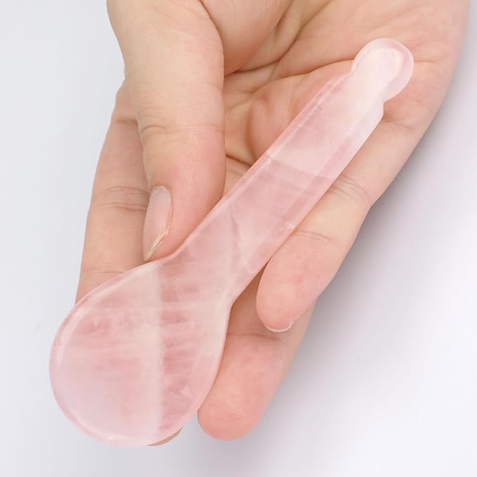 ideayard 100% Authentic Rose Quartz Eye Massager & Facial Acupressure Tool - Reduce Puffiness, Boost Skincare Absorption, Natural Crystal for Self-Care Rituals