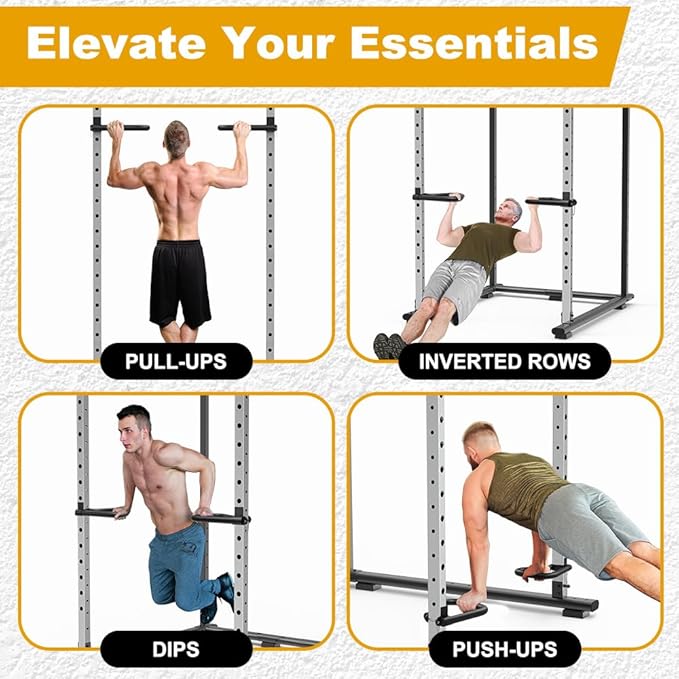 Kipika Power Rack Attachment for 5/8" & 1" Holes - Heavy Duty Home Gym Equipment for 2x2 or 3x3 Squat Rack, Adjustable and Easy to Install