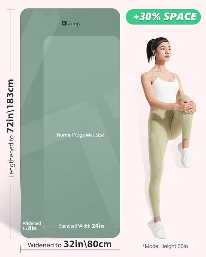 KEEP Yoga Mat - Premium 7mm Thick Exercise Mat, Anti-Tear 32'' Extra Wide Fitness Mat with Strap for Men & Women, Non Slip Pilates Mat for Home Yoga, Pilates, Gym, Stretching, Floor & Fitness Workouts