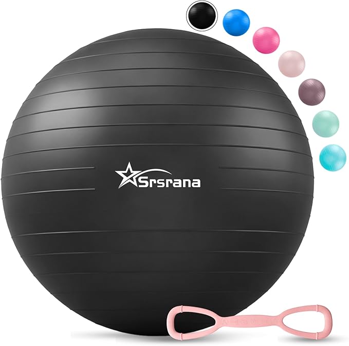 Exercise Ball - Anti-Burst Yoga Ball for Pilates, Pregnancy & Core Stability - Ergonomic Office Desk Ball Chair & Physical Therapy Equipment, Quick Pump Included