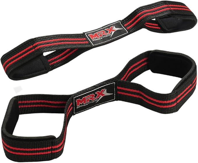 MRX Power Weight Lifting Gym Wrist Strap Figure 8 Wraps Hand Bar Bodybuilding Training Straps Workout