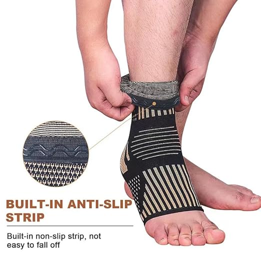Copper Ankle Brace Copper Infused Support for Men & Women (Pair), Best Ankle Compression Sleeve Socks for Plantar Fasciitis, Sprained Ankle, Achilles Tendon, Pain Relief, Recovery, Sports