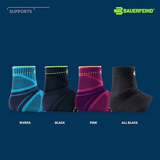 Bauerfeind Sports Ankle Support Dynamic - Ankle Compression Sleeve for Freedom of Movement - 3D AirKnit Fabric for Breathability - Premium Quality & Washable (S, All Black)