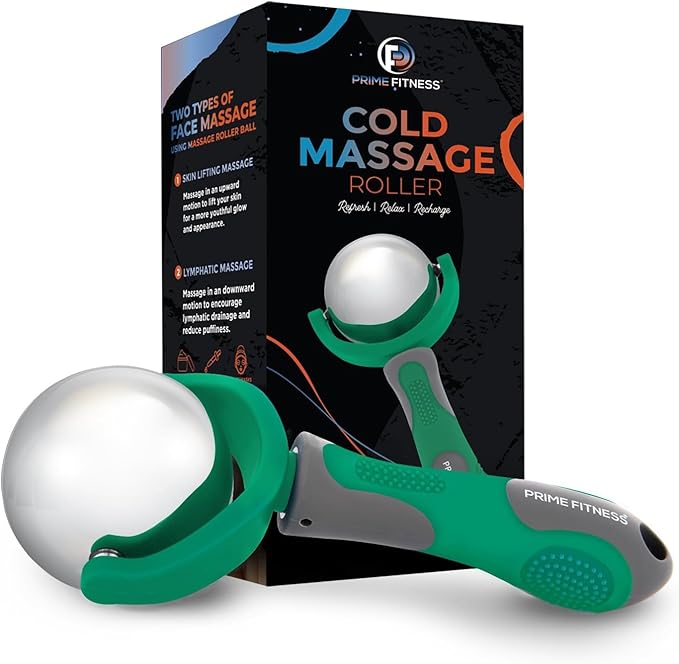 PRIME Fitness Cold Massage Roller Ball | Cold Therapy | Ice Roller Ball with Handle | cryo Stick | Relieve Muscle Pain (Green)