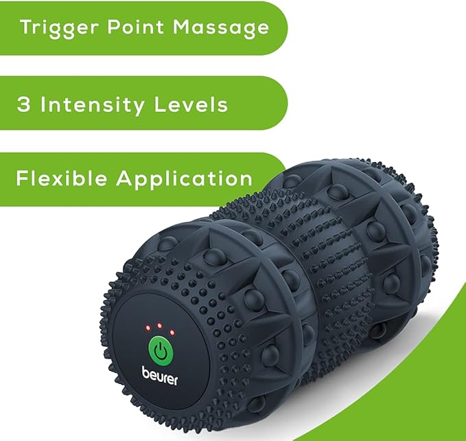 Beurer 3-Speed Vibrating Massage Roller - High-Intensity Deep Tissue Massager for Targeted Muscle Relief, Mobility & Training - Trigger Point Massage Ball, MG35