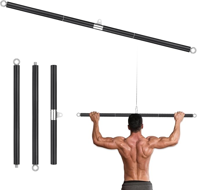 LAT Pull Down Bar, Dual Hook Bar Cable Attachment, Heavy Duty Gym Bar for Cable Machine, Suit for Resistance Band Training, Home Exercise