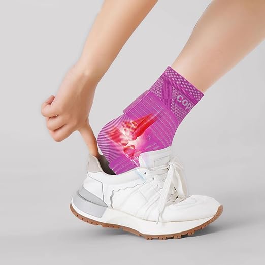 LISEPWU Copper Ankle Brace with Adjustable Compression Bandage, Ankle Support Compression Sleeve for Men & Women, for Foot Pain, Sprained Recovery, Achilles Tendonitis, Sports Protection(Magenta L)