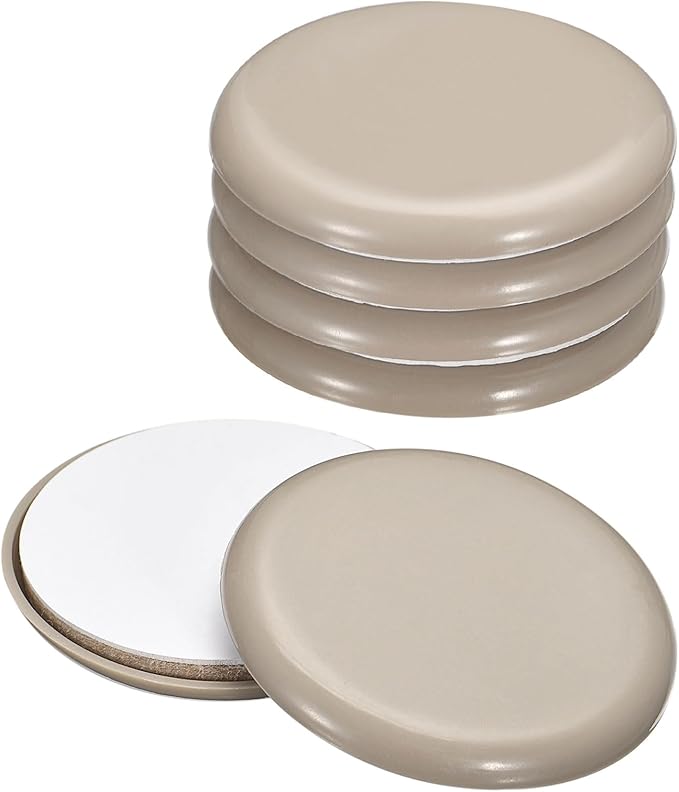 uxcell Furniture Sliders, 8Pcs 2 1/2" - Plastic Self-Adhesive Round Sliding Pads, Chair Glides for Carpeted Tile Vinyl Hardwood Floors (Grey)