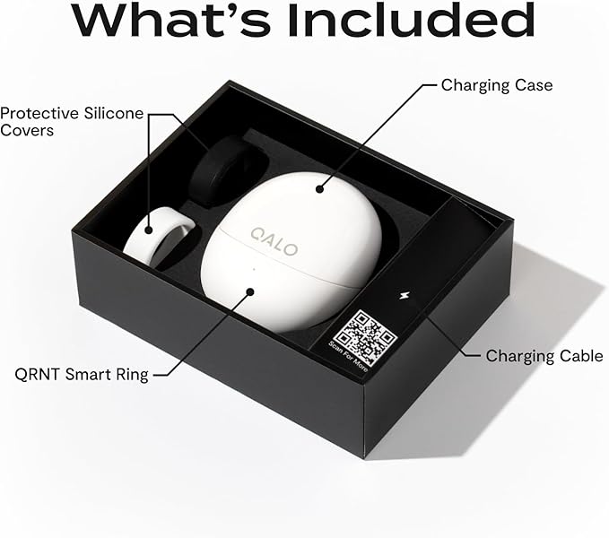 QALO QRNT Smart Ring – Snug Fit – Size Up – Water-Resistant Titanium Fitness Tracker, Tracking for Sleep, Steps, HRV, SpO2 – No Subscription, iOS Android App – Includes 2 Silicone Covers (Silver, 09)