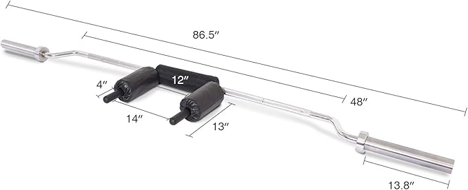 Olympic Safety Squat Bar - 700lbs, Shoulder & Arm Pads for Weight Lifting