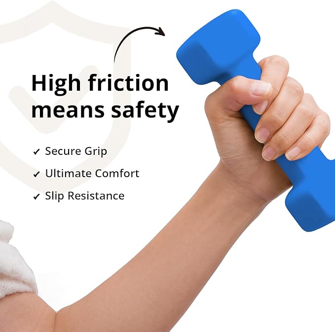 Portzon Weights Dumbbells with Neoprene Coating（Single）, 1LB-3LB Anti-Roll, Anti-Slip, Hexagonal Home Fitness Equipment for Shoulder, Neck, and Hand Training for Seniors over 55 old