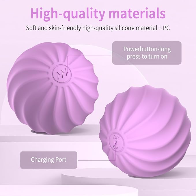 2.5" Mini Massage Ball, 10 Speeds Vibrating Massage Roller Ball for Palm, Hand, Foot, Leg, Neck, Back, Trigger Point Muscle Therapy Ball for Myofascial Release, Plantar Fasciitis Relief (Purple)