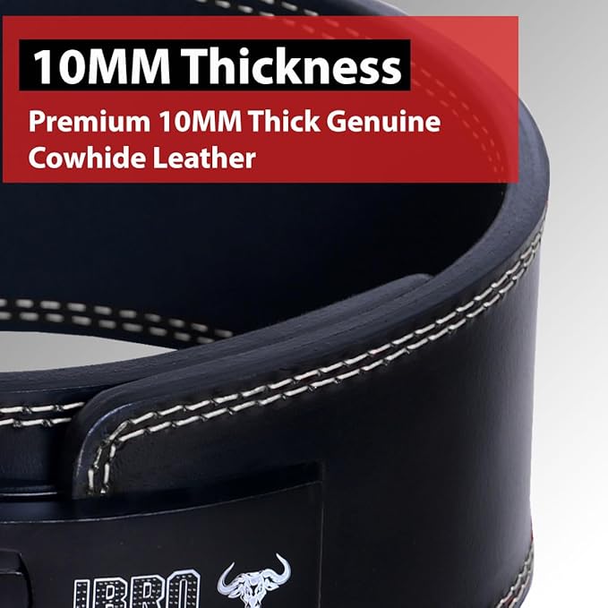 IBRO Powerlifting Lever Gym Belt – Power 8MM, 10MM or 13MM Extreme Heavy Duty Genuine Leather Belts - Squats Deadlifts Bodybuilding Weight Lifting IPF Power Lifting Strongman for Men