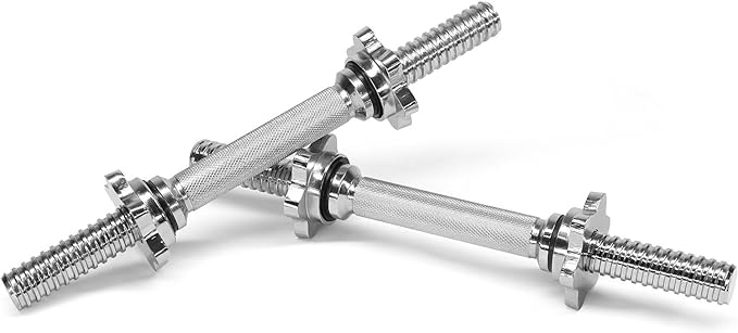 Yes4All Threaded Dumbbell Handles, Build Your Own Secure 14/16/18/24 Inch Dumbbell Bar Pair, Fit 1”–1.15” Plates Adjustable for Strength Progress, Non-Slip Star-Lock Collars, Tight Grip