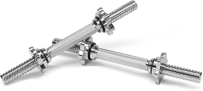 Yes4All Threaded Dumbbell Handles, Build Your Own Secure 14/16/18/24 Inch Dumbbell Bar Pair, Fit 1”–1.15” Plates Adjustable for Strength Progress, Non-Slip Star-Lock Collars, Tight Grip