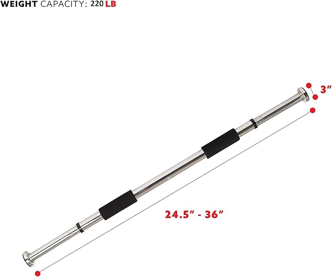 Sunny Health & Fitness Adjustable Doorway Pull Up Bar – Chin Up Bar for Home Gym Training