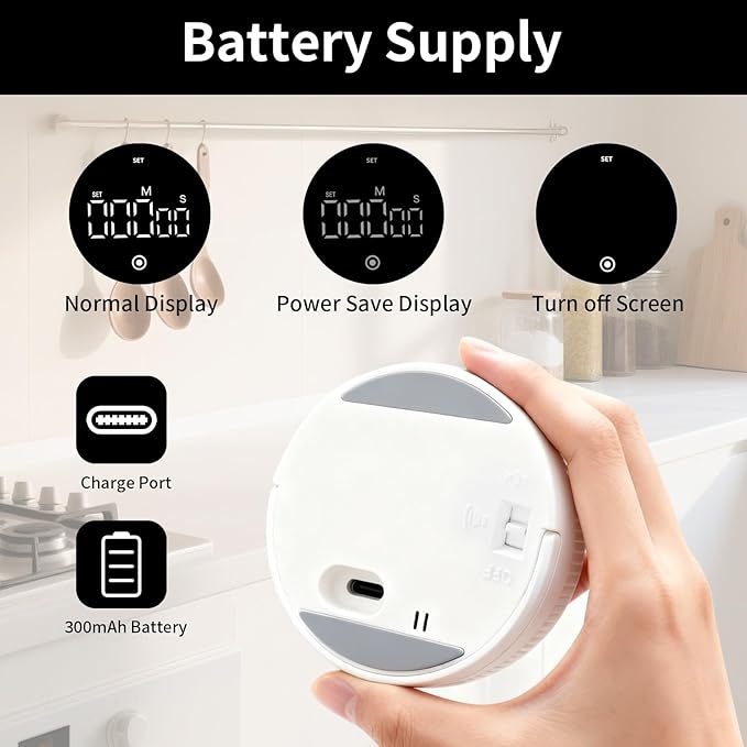 Digital Kitchen Timer with Magnet,Large LED Display Visual Timer with Countdown Countup for Adult & Children,Battery Supply for Classroom Home Gym Office