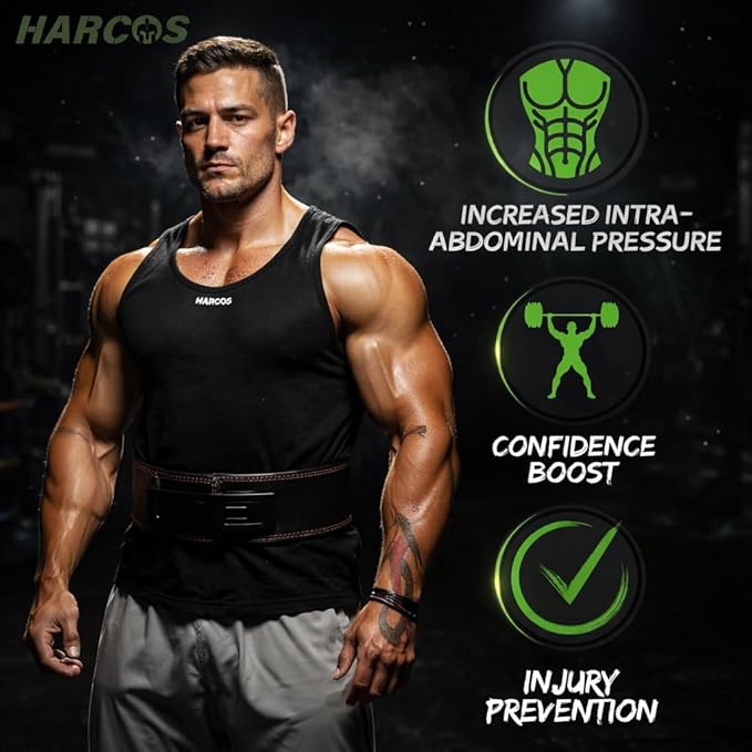 Harcos 13mm Premium Full Grain Leather Lever Weight Lifting Belt for Men & Women – Premium Gym Belt for Powerlifting, Squats, Deadlifts – Heavy Duty Lever Buckle – Weightlifting Belt for Gym Training & Bodybuilding