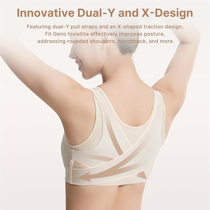 Fit Geno Posture Bra for Women: Wireless Front Closure Posture Corrector Bra with Wide Adjustable Straps
