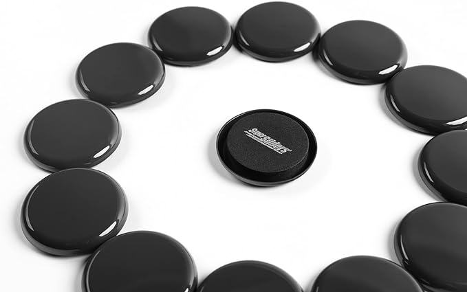 Super Sliders 2-1/2" Round Reusable Furniture Sliders for Carpet, Anti-Slip Protective Furniture Moving Pads for Beds, Sofas, Dressers, Set of 8, Black