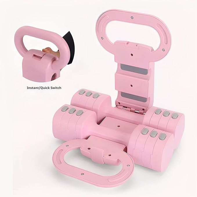 Adjustable Dumbbell Set of 2, 4 in 1 Free Weights for Women with Fast Adjustment, Home Gym & Outdoor Exercise Training, Includes 2.2lb 3.3lb 4.4lb 5.5lb Hand Weights, Compatible with Kettlebells