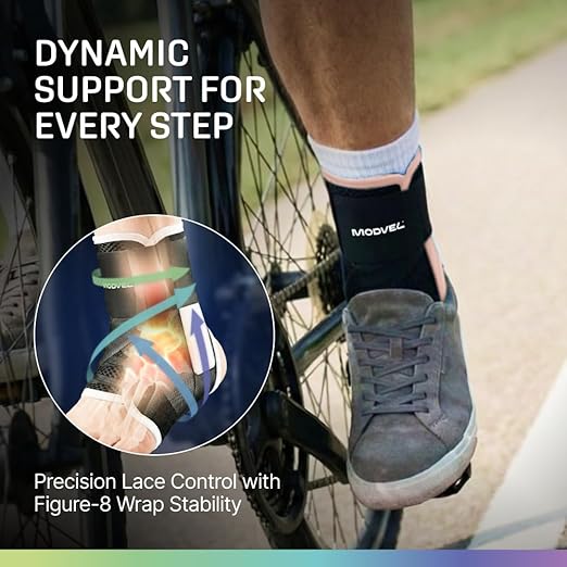 MODVEL Slim Lace Up Ankle Brace, Adjustable Ankle Braces for Men, Ankle Brace for Women, Ankle Support for Women – Figure 8 Ankle Brace Strapping with Soft Pads for Sprained Joint Stability Ankle Wrap