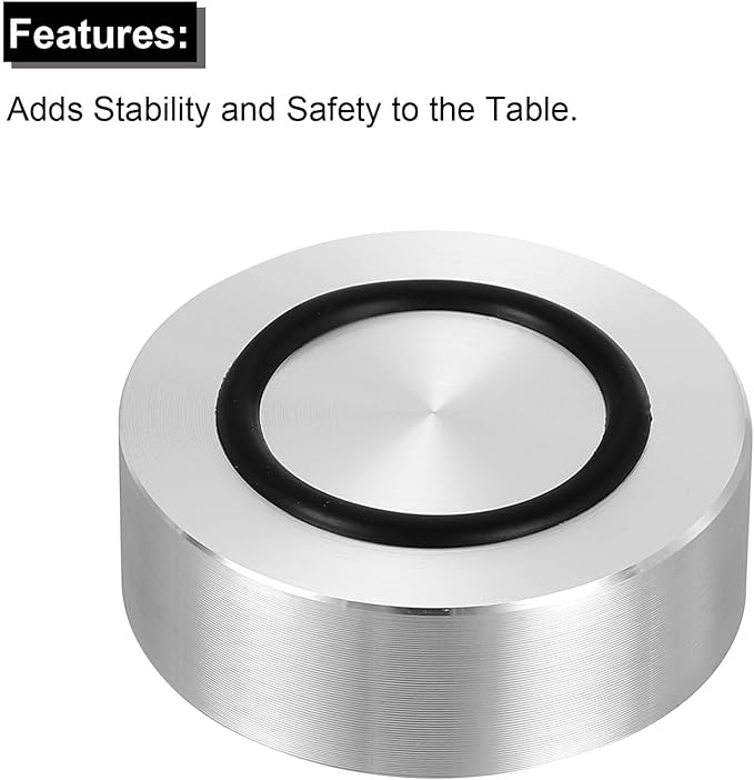 uxcell M8 Thread 45mm / 1.8" Dia 15mm Thick Aluminum Circle Disc Glass Top Adapter 4pcs Round Solid Table Feet Pad Plate Hardware with Anti-Slip Rubber Ring