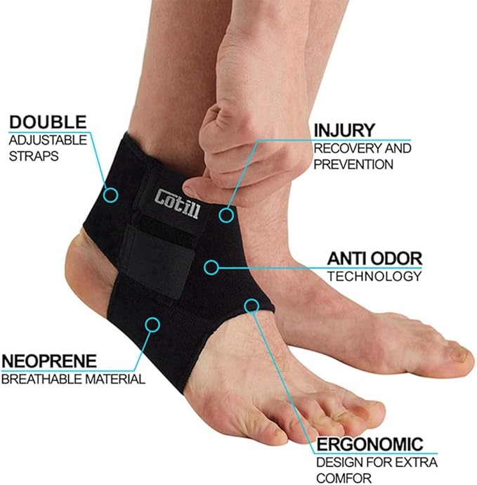 Cotill Ankle Support for Men and Women - Neoprene Breathable Adjustable Ankle Brace Sprain for Running, Basketball