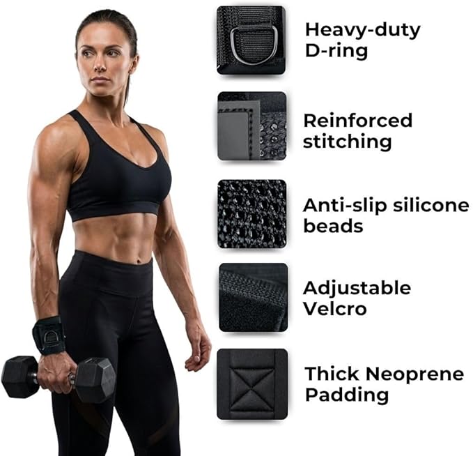 Lifting Straps with D Ring – Wrist Support for Weightlifting, Deadlifts & Cable Machine Workouts, Padded Non-Slip Gym Wrist Straps for Men and Women, Secure Fit Weight Lifting Straps