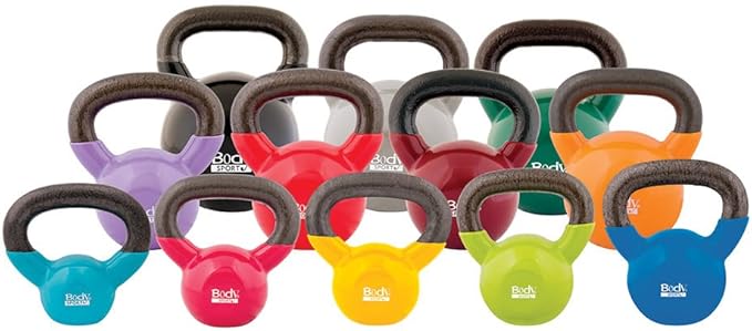 Body Sport Cast Iron Vinyl Coated Kettlebells – Kettlebell for Weight Lifting – Strength Training Kettlebell – Professional Fitness for Gym & At Home
