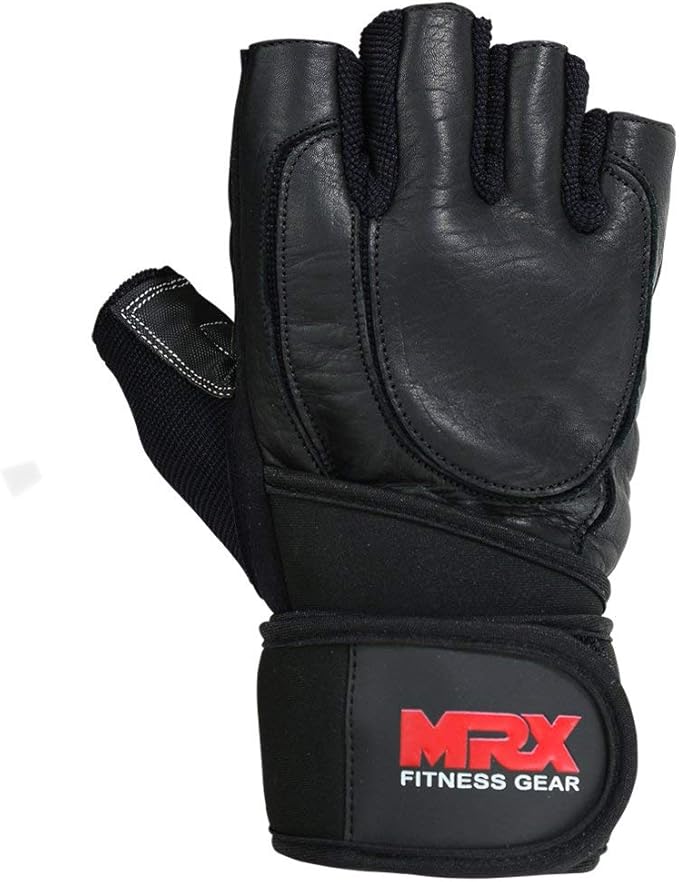 MRX Weight Lifting Pro Level Gloves with 18 Inches Long Wrist Strap Gym Workout Exercise & Fitness in