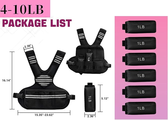 Adjustable Weighted Vest for Women, Weighted Vests with Reflective Strip and Large Pocket for Strength Training for Men & Women