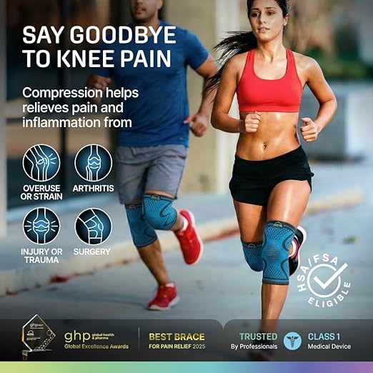 Modvel 2 Pack Knee Brace for Women & Men - Knee Support for Walking, Knee Compression Sleeves for Pain Relief, Knee Sleeves for Women, Knee Sleeves for Men, Knee Brace for Sports, Workouts & Arthritis