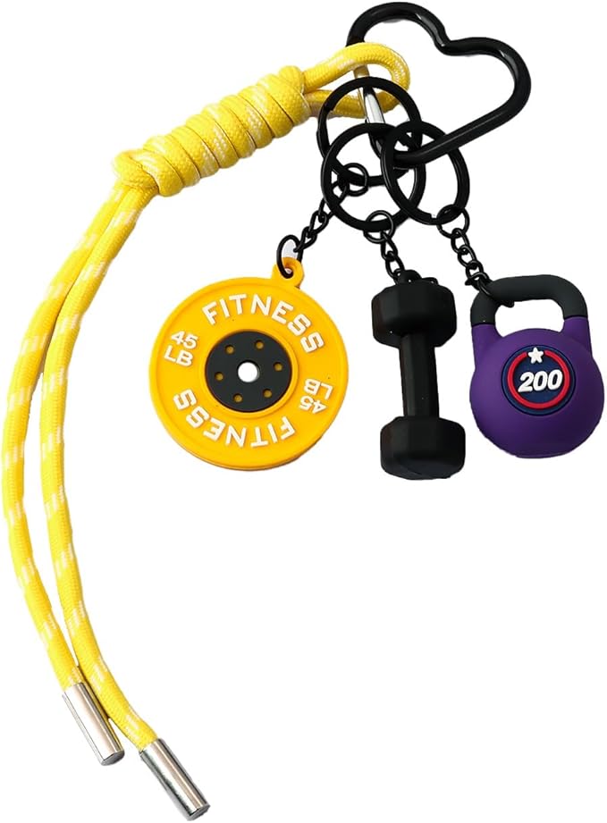 Gym Dumbbell Barbell Kettlebell Purse Keychain - Muscle Faith Cup Rope Gym Bag Handbags Purse Charms - Fitness Gift