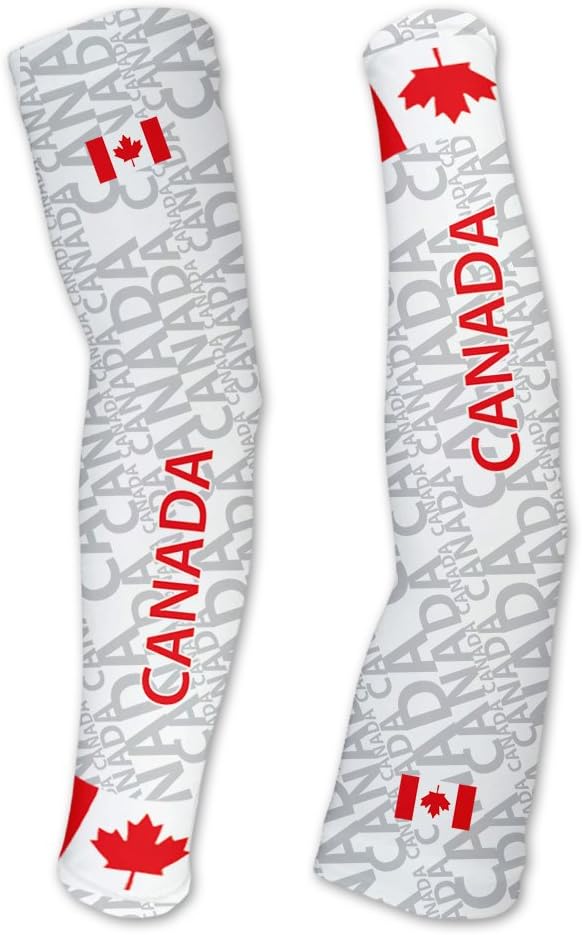 ScudoPro Canada Compression Arm Sleeves UV Protection Unisex - Walking - Cycling - Running - Golf - Baseball - Basketball