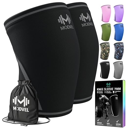 Modvel Strength 7mm Knee Sleeves (Pair) for Weightlifting & Powerlifting (USPA, IPL Approved) | High-Performance Knee Compression Support For Squats, Weight Lifting - Men and Women