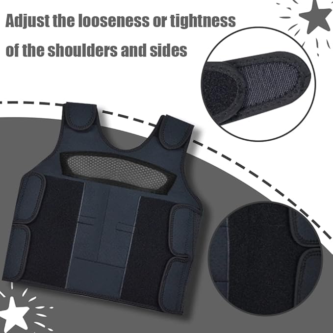 Compression Vest for Kids (Small, Ages 2 to 4) Weighted Vest for Kids Including 6 Removable Weights Black