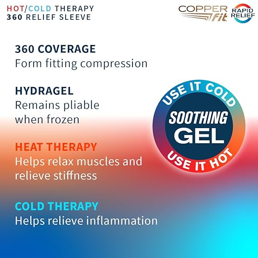 Copper Fit 360 Freeze Compression Sleeve – Cold/Hot Therapy - Flexible 360 Coverage for Knee, Elbow, Ankle, Wrist, Hamstring and Calf (Large/XLarge)