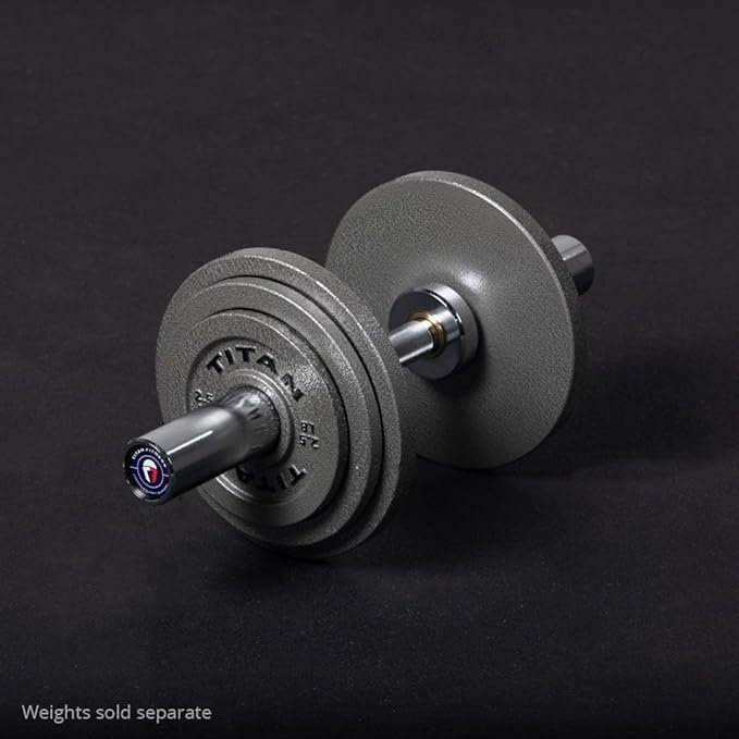 Titan Fitness Pair 20in Loadable Olympic Dumbbell Bars, 400 LB Capacity Each, Knurled Handles for Home Gym Strength Training