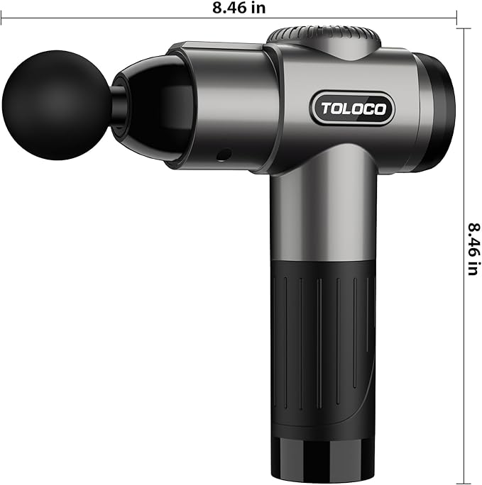 TOLOCO Massage Gun, Deep Tissue Back Massage for Athletes for Pain Relief, Percussion Massager with 10 Massages Heads & Silent Brushless Motor, Mothers Day Gifts, Grey